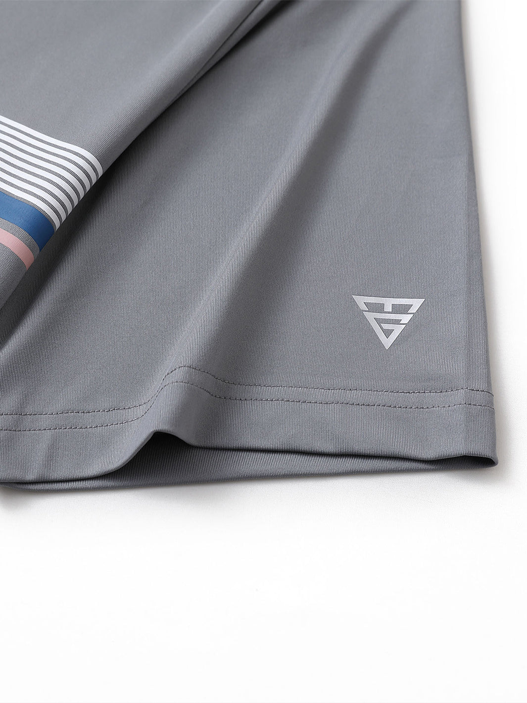 Men's Striped Print Golf Polo Shirts-Light Grey