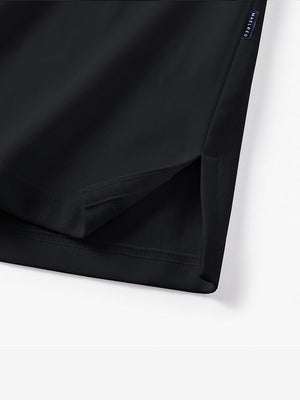 Solid Cotton Blend Collared Long Sleeve Polo
