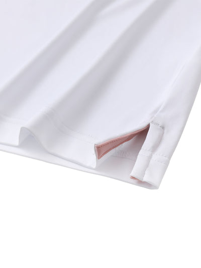 Men's Striped Print Golf Polo Shirts-White2