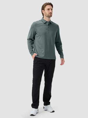 Moisture Wicking Long Sleeve Herringbone Polo Shirts