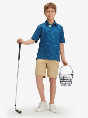 Youth Print Stretch Lightweight Polo Shirts