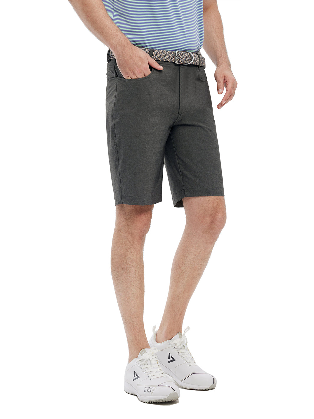 10" Inseam Solid Golf Shorts-Light Grey