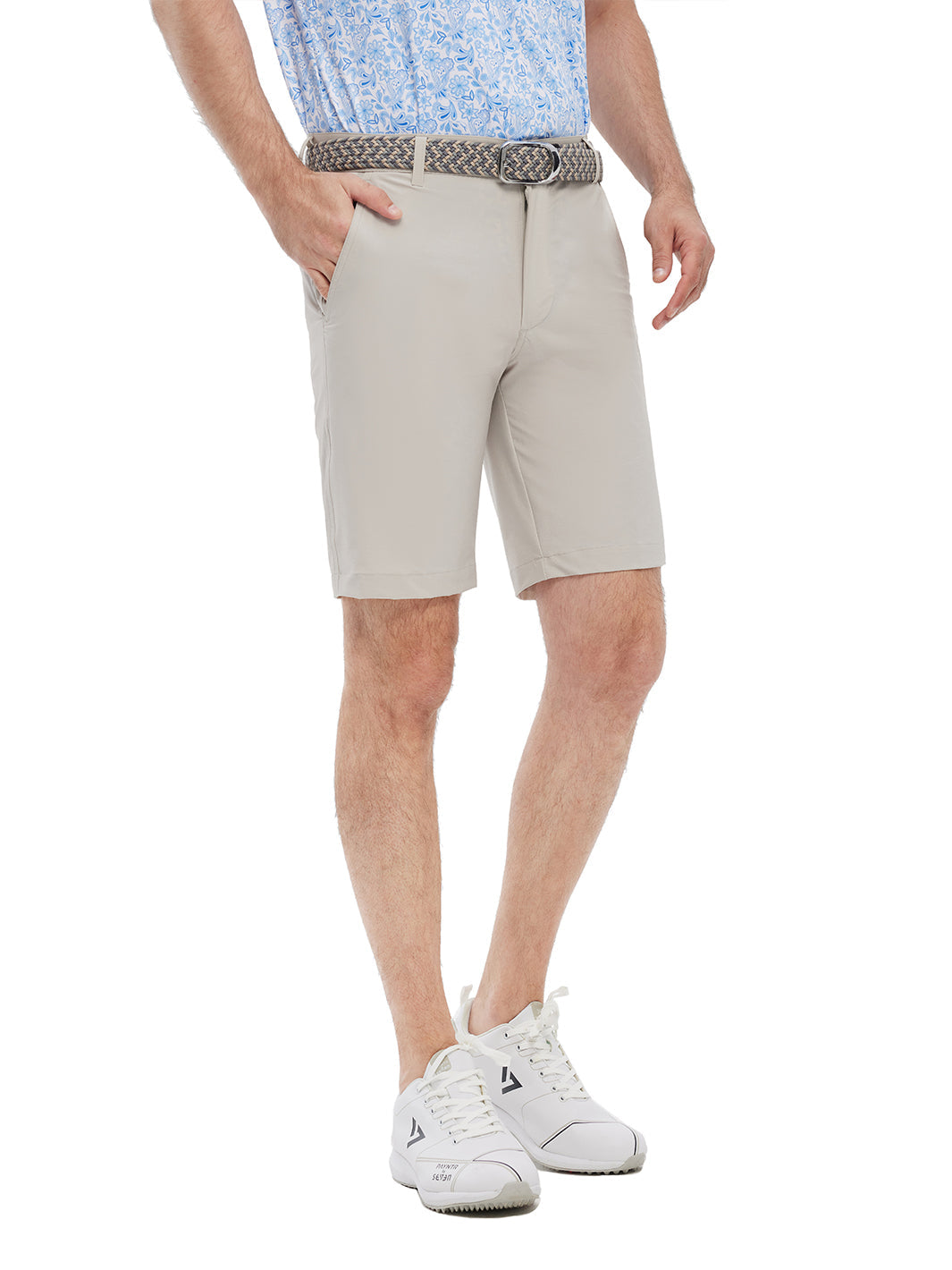 10" Inseam Solid Golf Shorts-Silver Gray