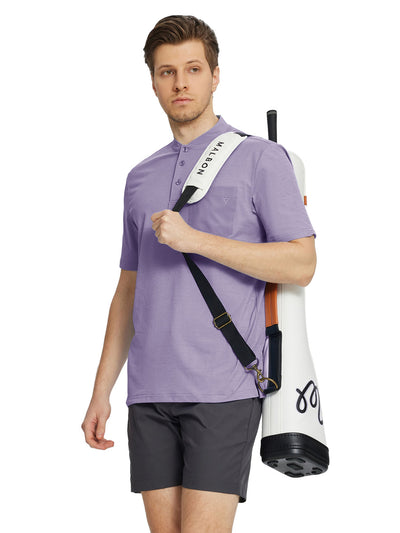 Men's Collarless Pocket Henley Golf Shirts-Lavender