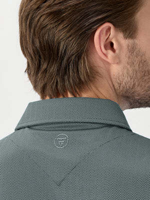 Moisture Wicking Long Sleeve Herringbone Polo Shirts