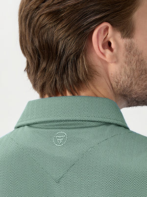 Moisture Wicking Long Sleeve Herringbone Polo Shirts