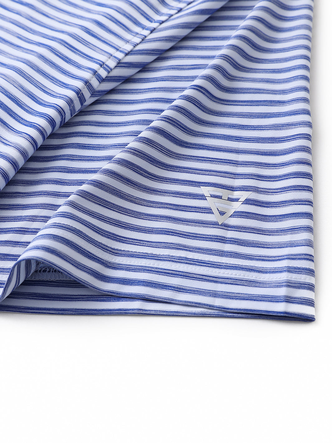 Men's Striped Golf Polo Shirts-Blue White