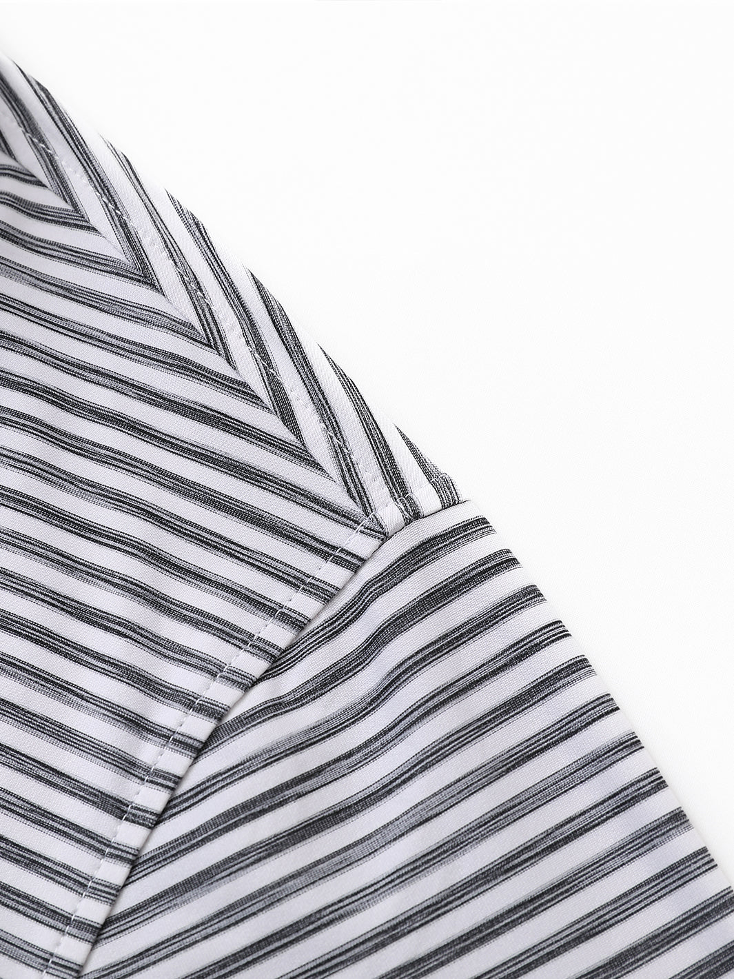 Men's Striped Golf Polo Shirts-Black White
