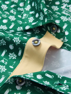 4 Way Stretch Print Collared Polo Shirts