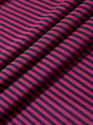 Fabric detail of Classic stripe polo shirts with crisp lines and smooth red stripe finish