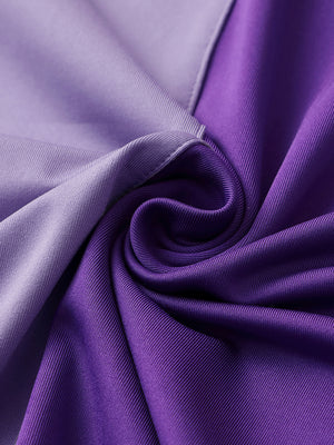 Texture close-up of Moisture wicking color block polo shirts with soft feel and purple detail