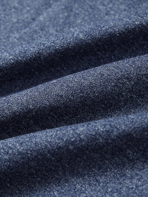 Close-up fabric detail of moisture wicking quarter zip pullover, smooth knit and quick-dry feel in navy melange
