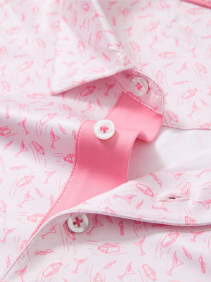 4 Way Stretch Print Collared Polo Shirts