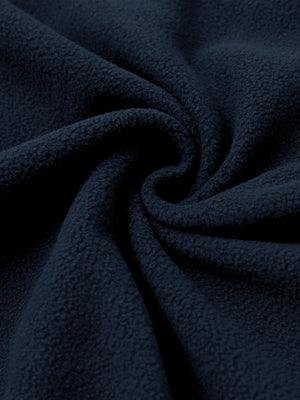 Fabric close-up of Polar fleece q-zip hooded with 3 pockets showing soft texture in navy