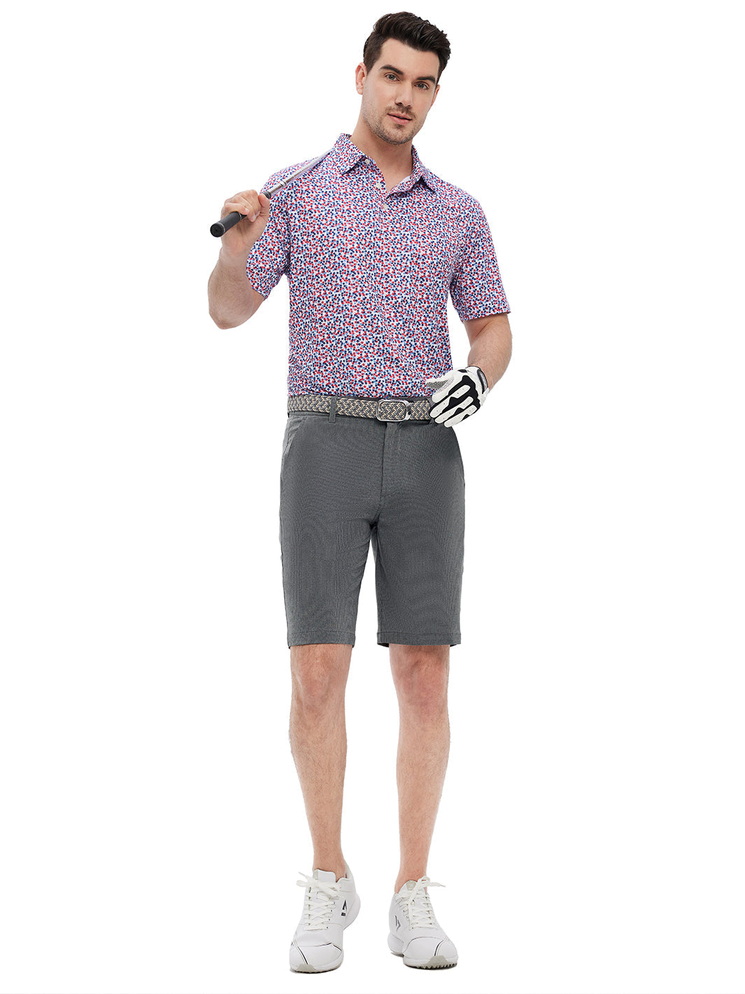 10" Inseam Striped Golf Shorts-Black Beauty