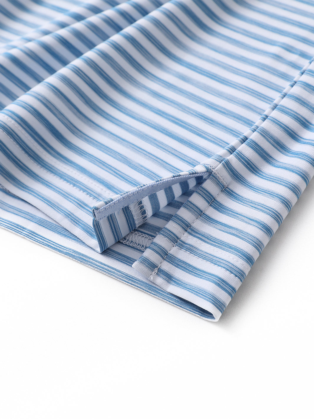 Men's Striped Golf Polo Shirts-Sky Blue White