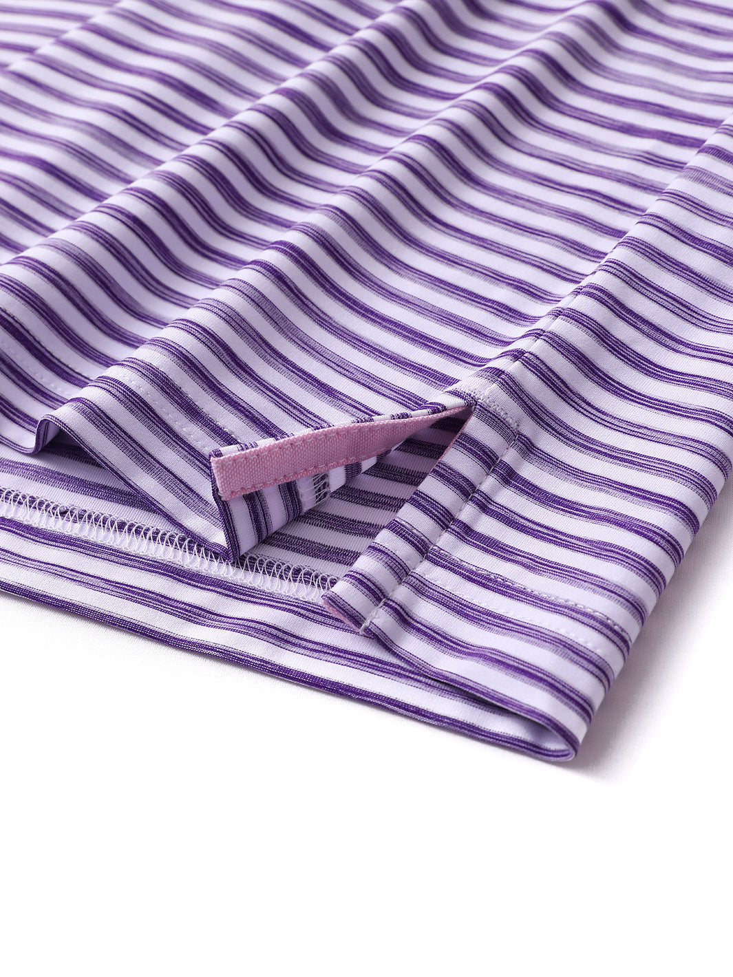 Men's Striped Golf Polo Shirts-Purple White