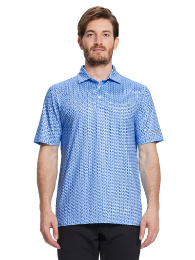 Men's Printed Golf Shirts-Bluejay Navy Dogs