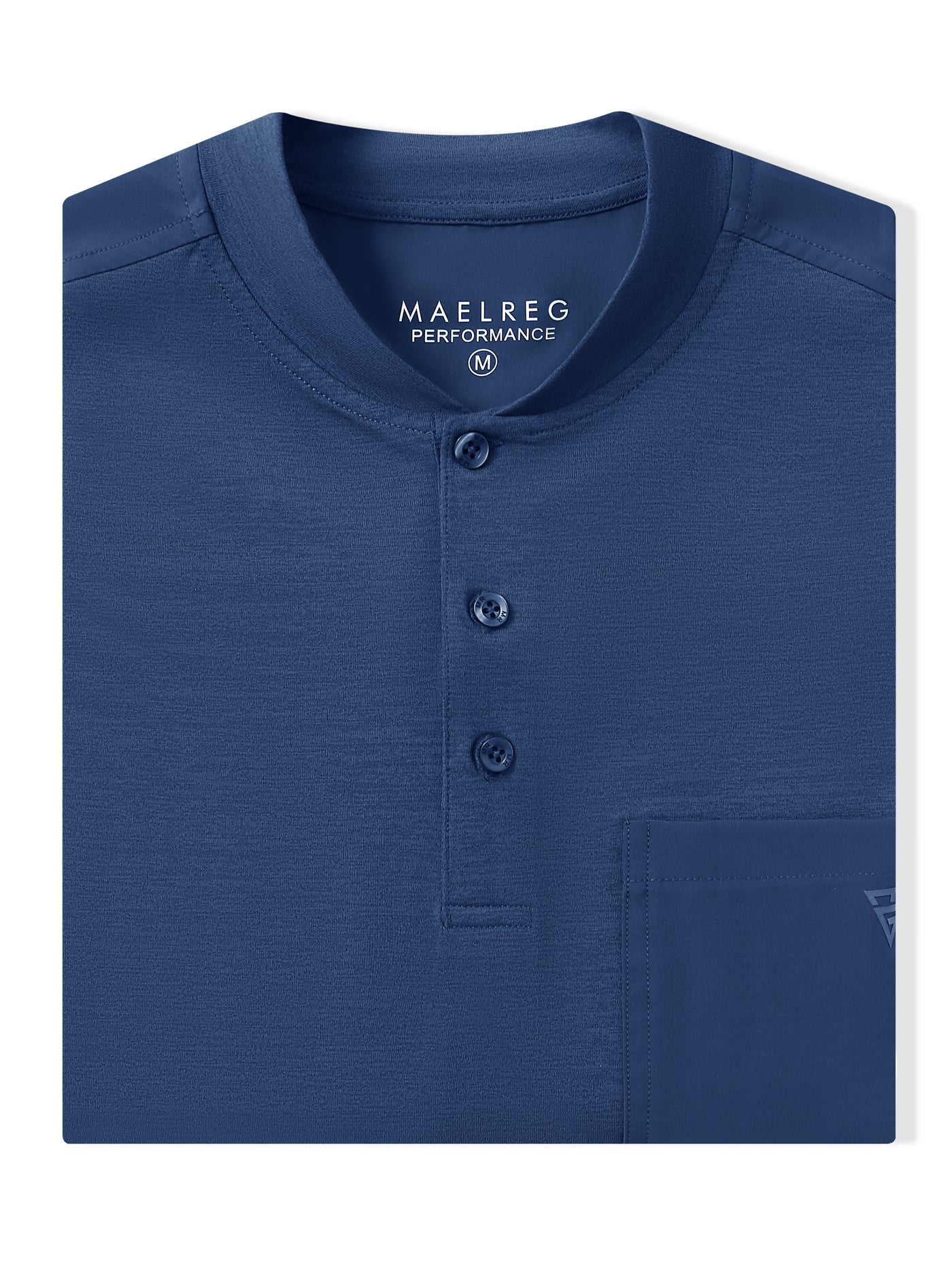Men's Collarless Pocket Henley Golf Shirts-Blue