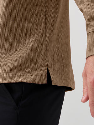 Moisture Wicking Long Sleeve Herringbone Polo Shirts