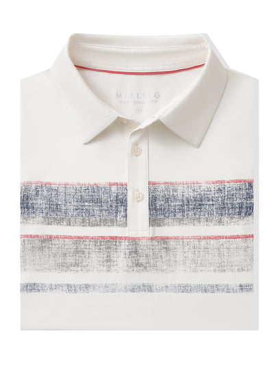 Men's Chest Print Golf Polo Shirts-Cream2