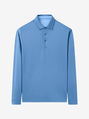 Moisture Wicking Long Sleeve Herringbone Polo Shirts