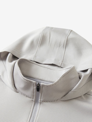 Pin-Stripe Quarter Zip with Hood