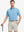 Model in Modern Fit Melange Polo AQUA HEATHER, front half-body holding golf club confidently.