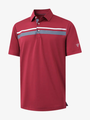 3D display of the Chest Print Polo Shirts in Red