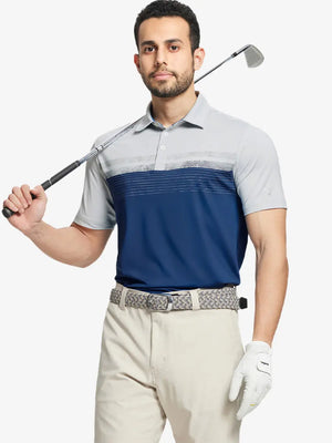 3D render showcasing BLUE fabric and texture of Premium Performance Polo
