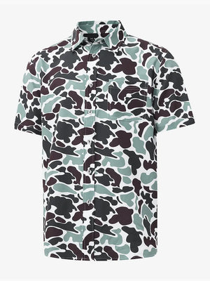 3D display of BROWN GREEN CAMO Stylish Printing Summer Shirt.
