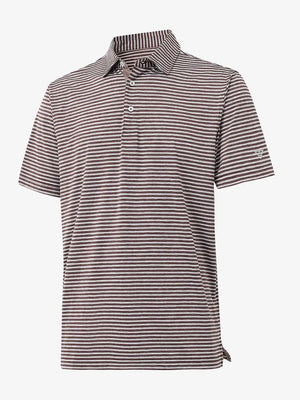 3D view of Sport Fit Stripe Polo in Brown Stripe