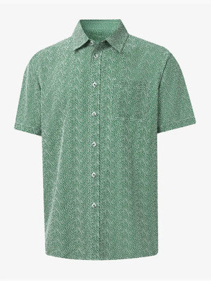 3D display of GREEN SMALL LEAF Stylish Printing Summer Shirt.