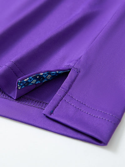 Men's Solid Jersey Golf Shirts-Purple