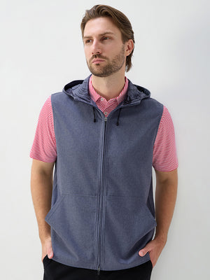 Water Resistant Sleeveless Hooded Jacket With Pockets