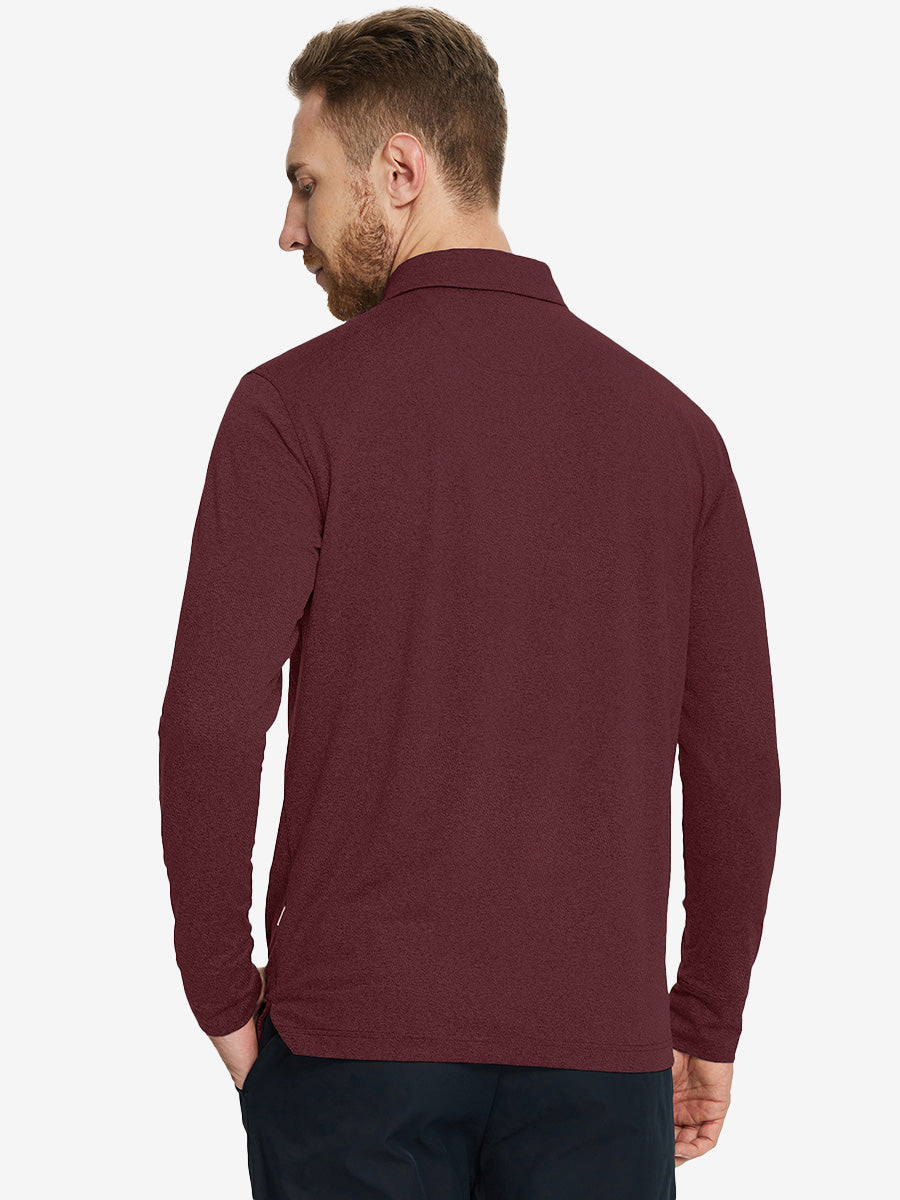 Skin-friendly Long Sleeve Melange Polo