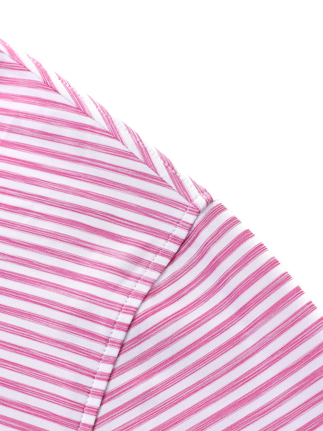 Men's Striped Golf Polo Shirts-Rose White