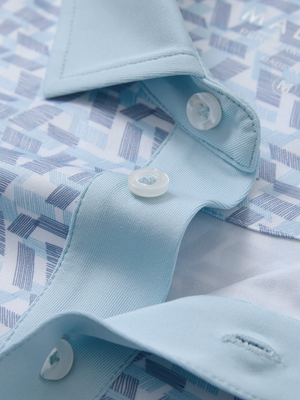 Stylish Full Print Contrast Collared Golf Polo Shirts