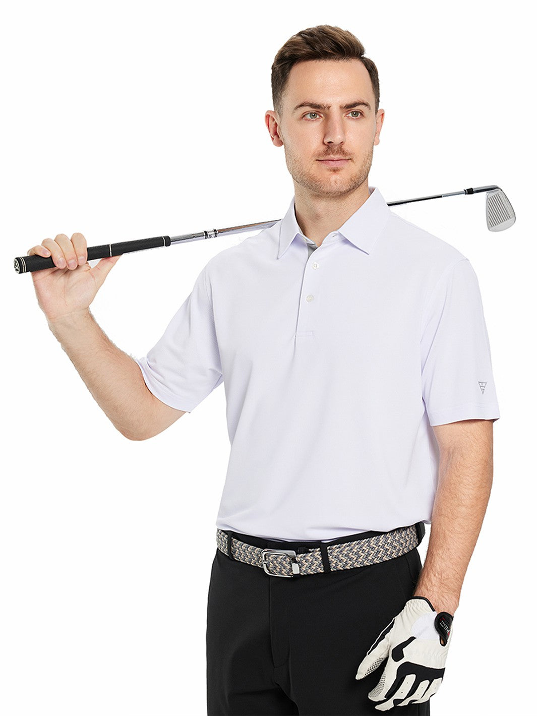 Men's Solid Pique Golf Shirts-White