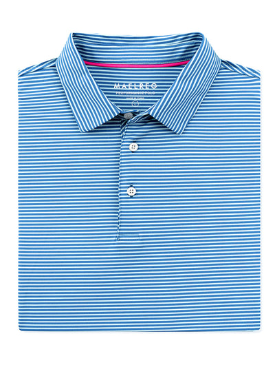 Men's Striped Golf Shirts-Aqua