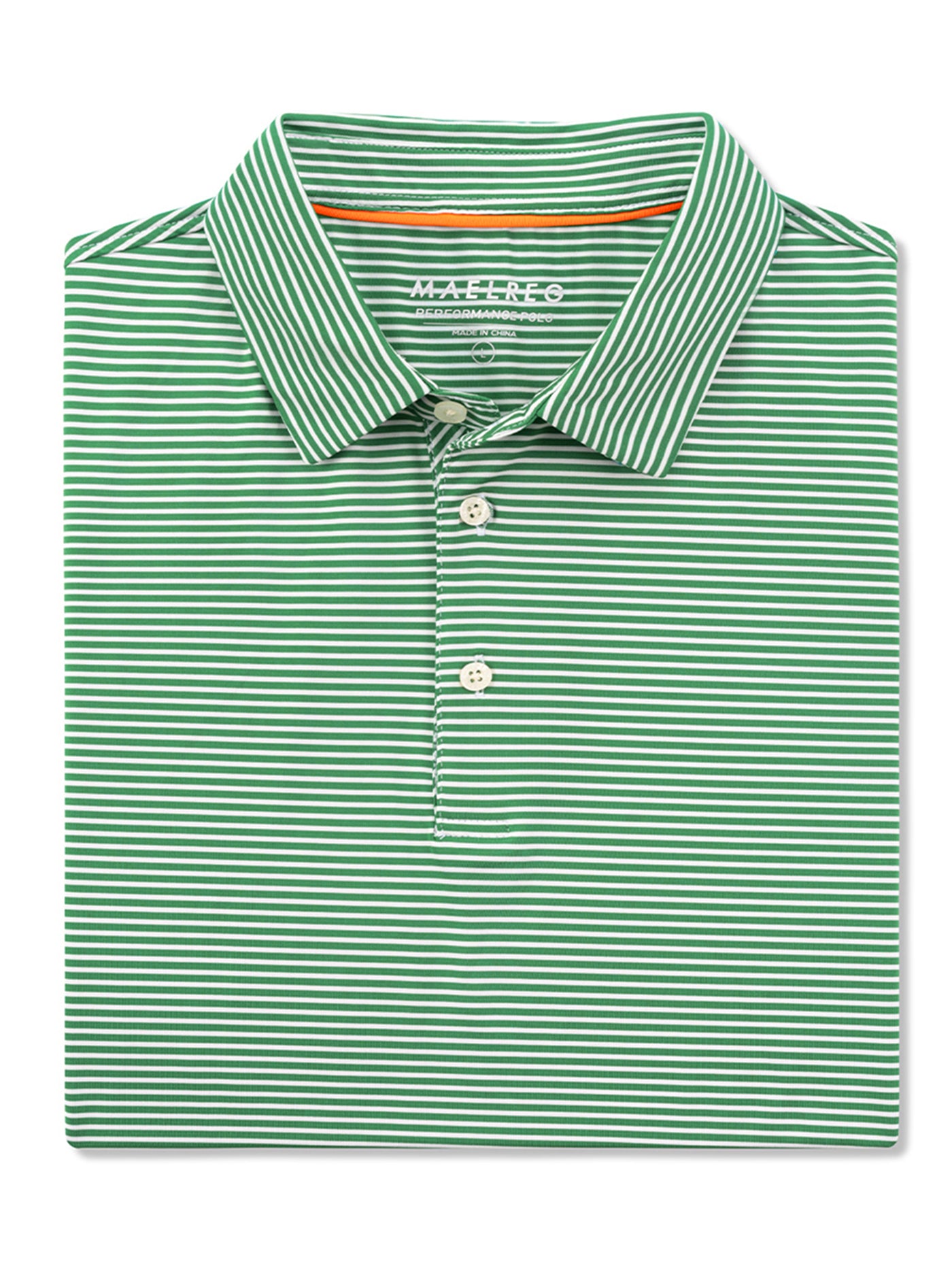 Men's Striped Golf Shirts-Emerald