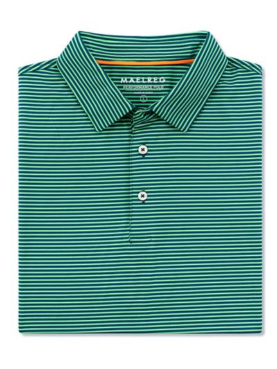 Men's Striped Golf Shirts-Green