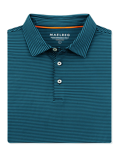 Men's Striped Golf Shirts-Turquoise