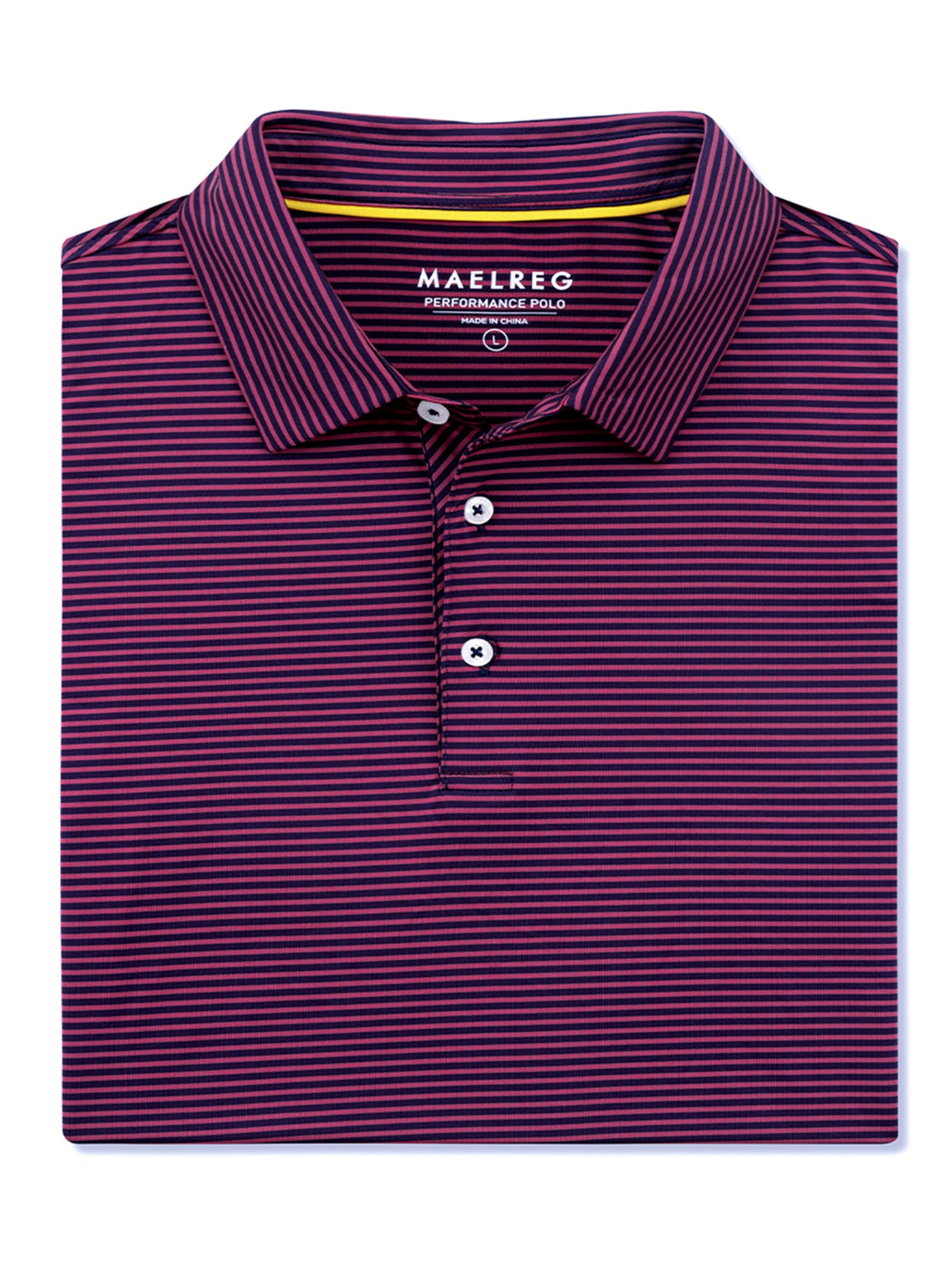 Men's Striped Golf Shirts-Maroon