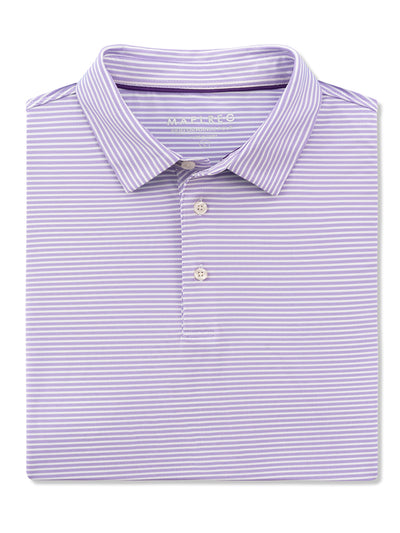Men's Striped Golf Shirts-Lavender White