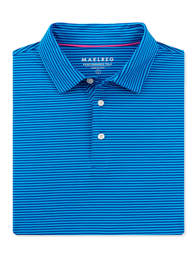 Men's Striped Golf Shirts-Cobalt