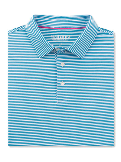 Men's Striped Golf Shirts-Sky Blue