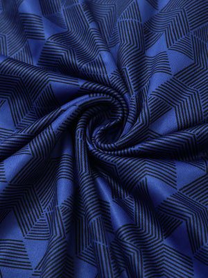 Marina blue geo heather pinstripe brushed fabric detail of dry fit quarter zip golf pullover