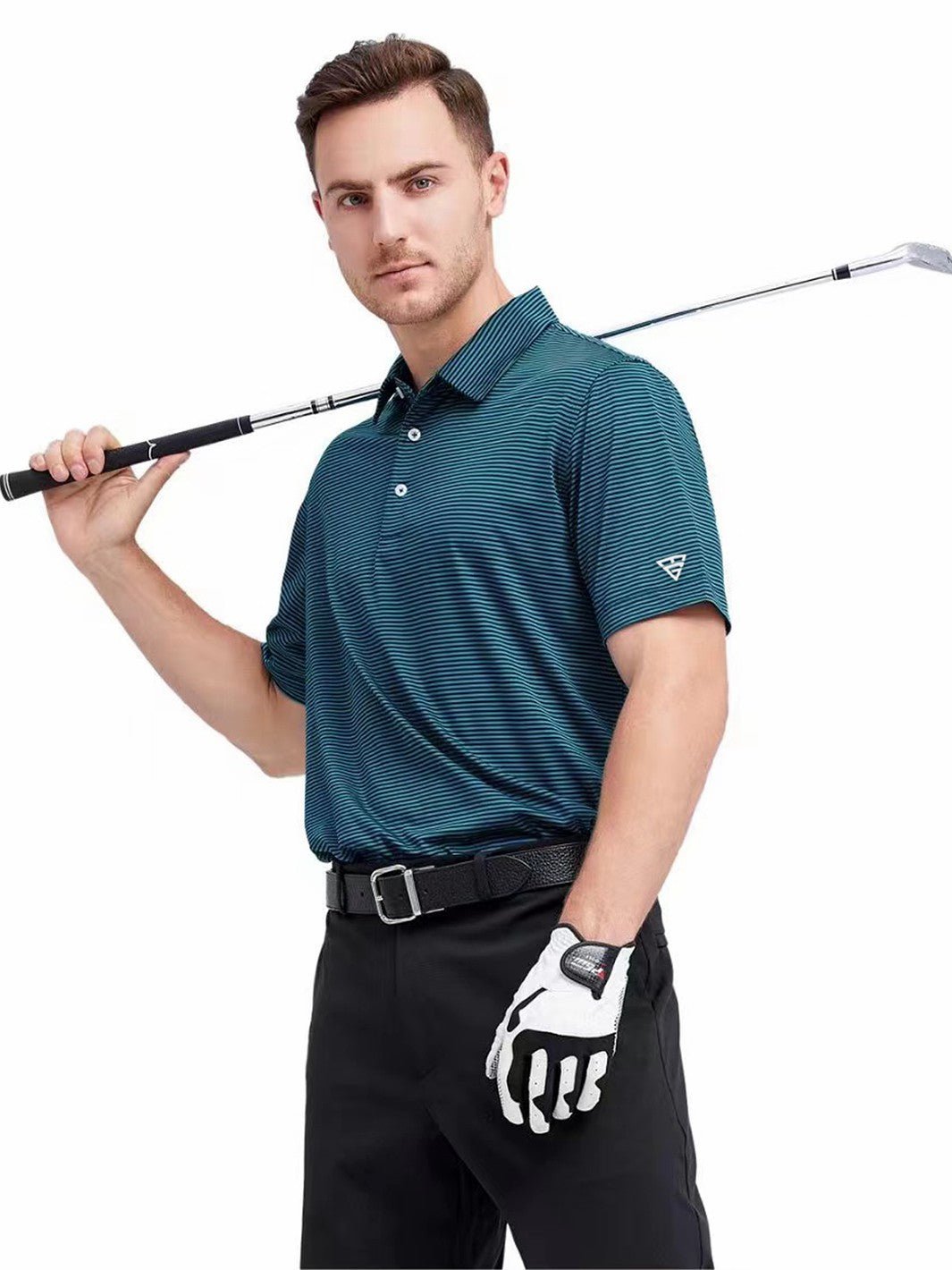 Men's Striped Golf Shirts Performance Moisture Wicking Dry Fit Golf Shirts for Men