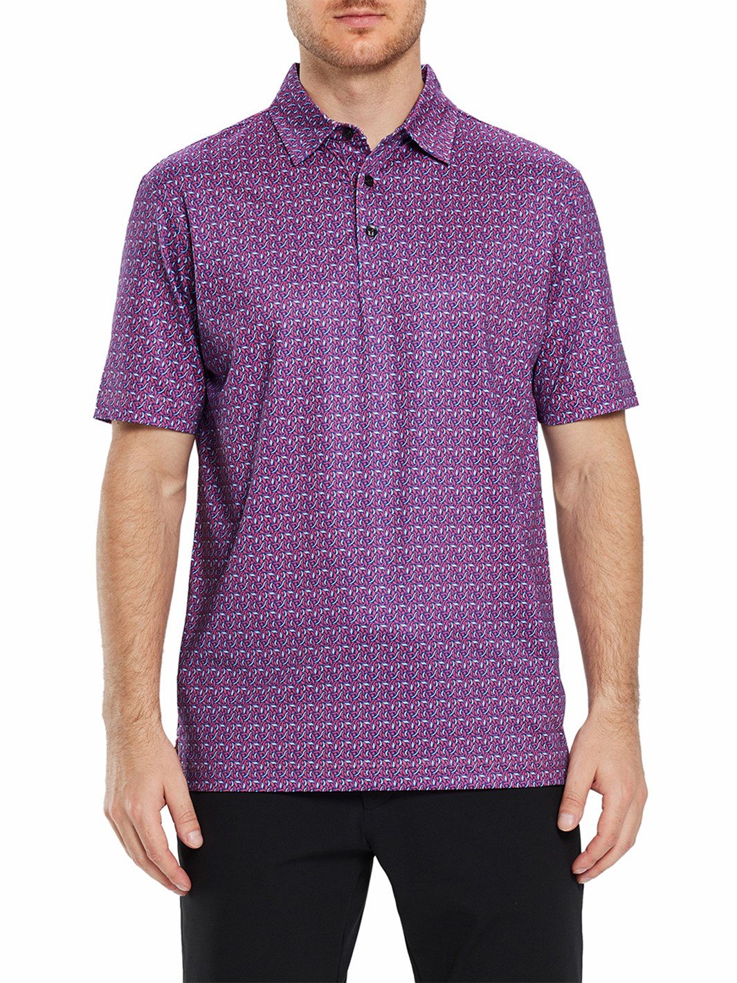Men's Printed Golf Polo Shirts Dry Fit Moisture Wicking Lightweight Quick Dry Polo Shirt